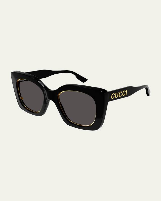 Logo Acetate Butterfly Sunglasses